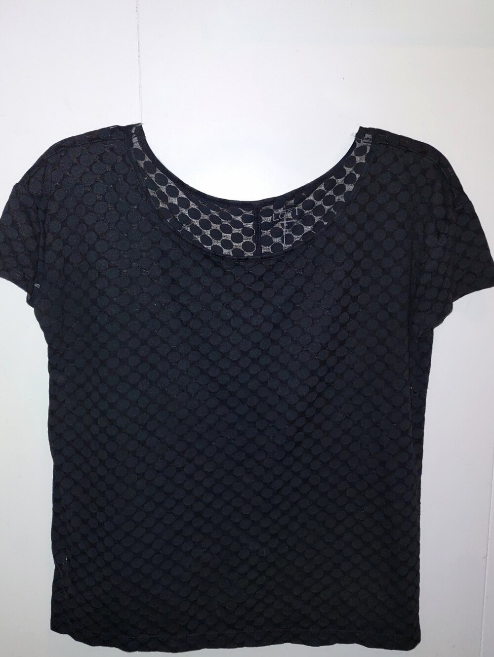 Ann Taylor Loft Black Dotted Top Sheer Fabric